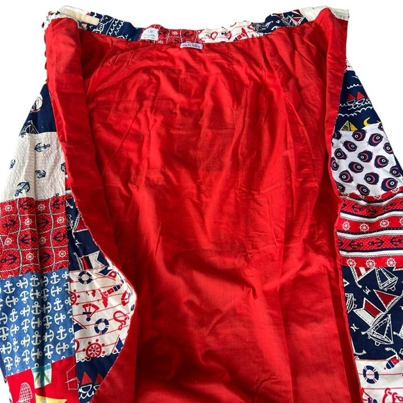 Vintage 50s 60s Patchwork Nautical High Waist Maxi Skirt Patriotic Sailing Sm - Picture 10 of 16